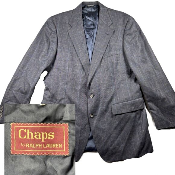 Vintage Chaps by Ralph Lauren Blazer Suit Sports Coat Jacket Plaid Wool 44L(?) - Picture 1 of 16